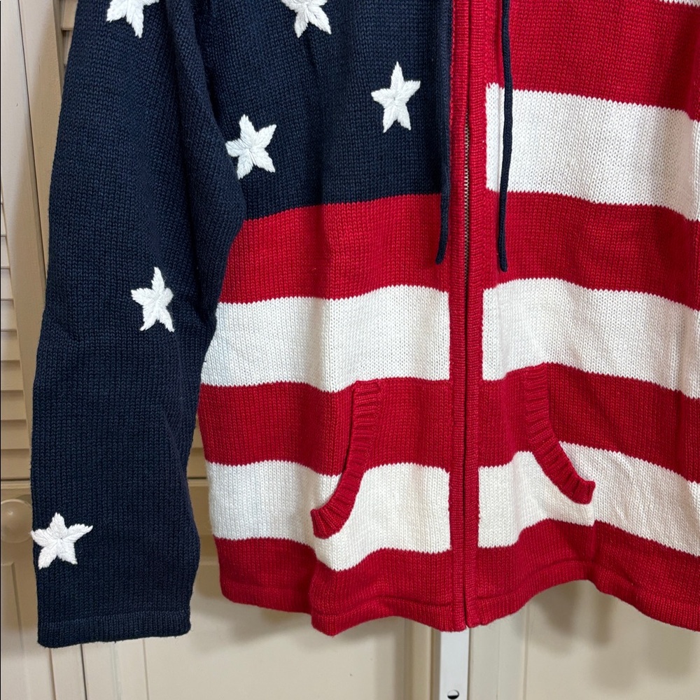 Quacker Factory American Flag Full Zip Sweater Medium - Picture 3 of 9